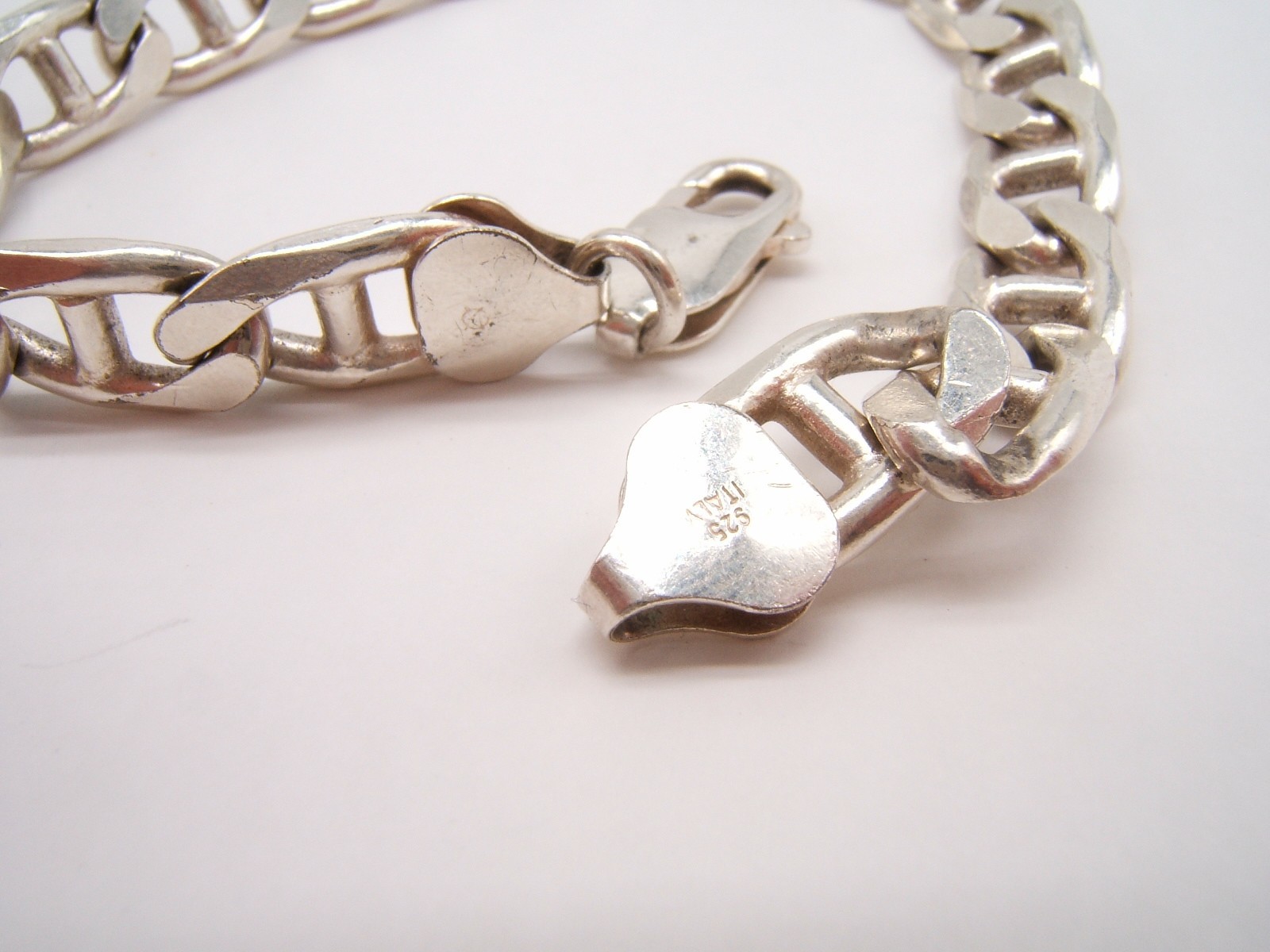 VTG STERLING SILVER MARINER CHAIN BRACELET 8 1/4” LONG ITALY