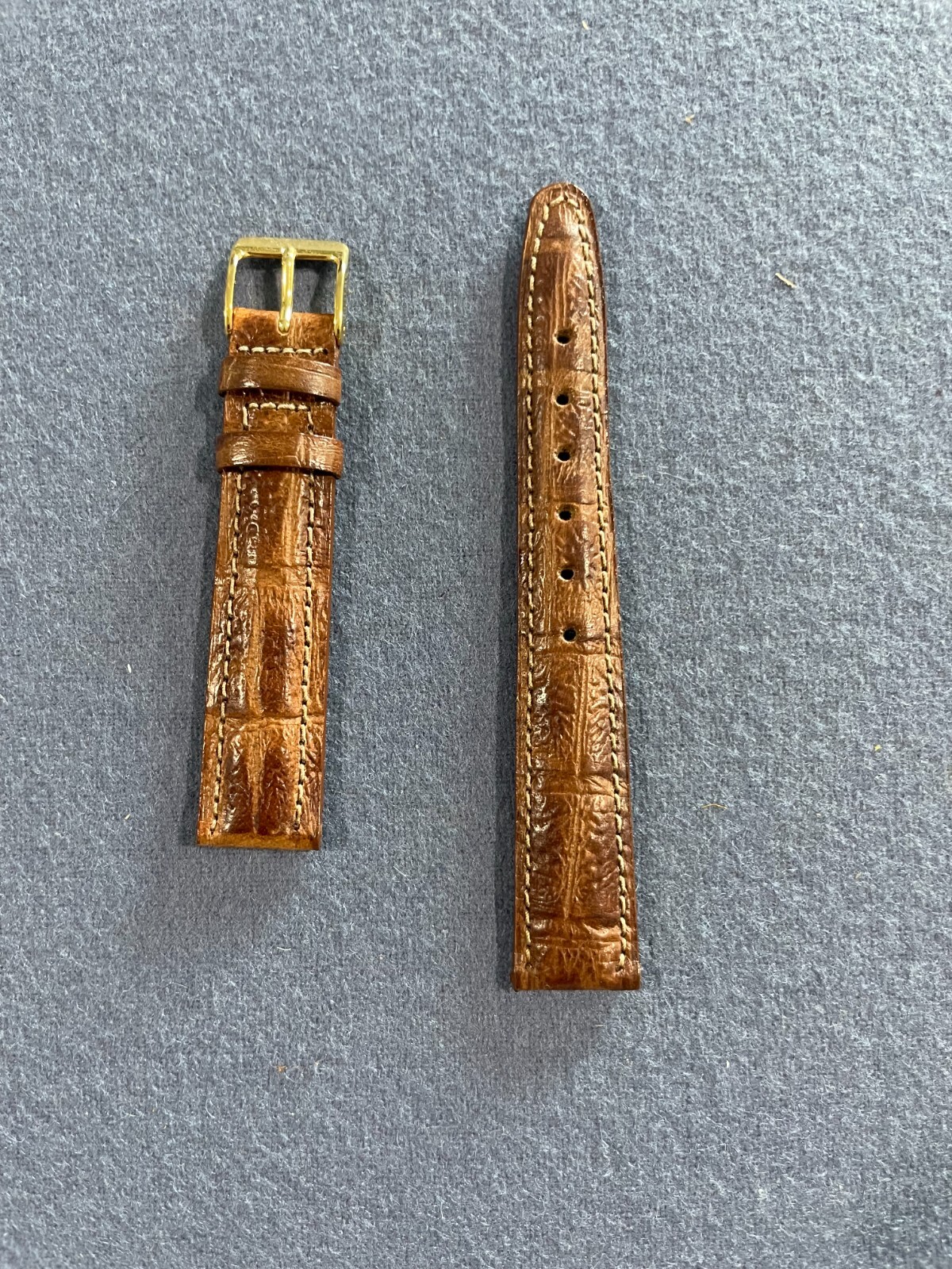 Seiko 17MM brown calfskin croco emboss watchband strap