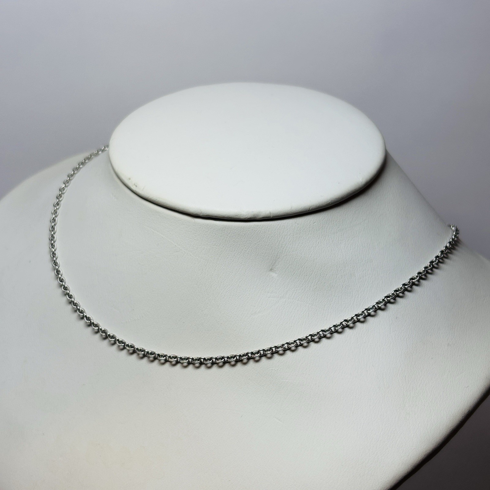 Judith Ripka Sterling 925 Silver Rolo Link Chain Necklace 17in -.14