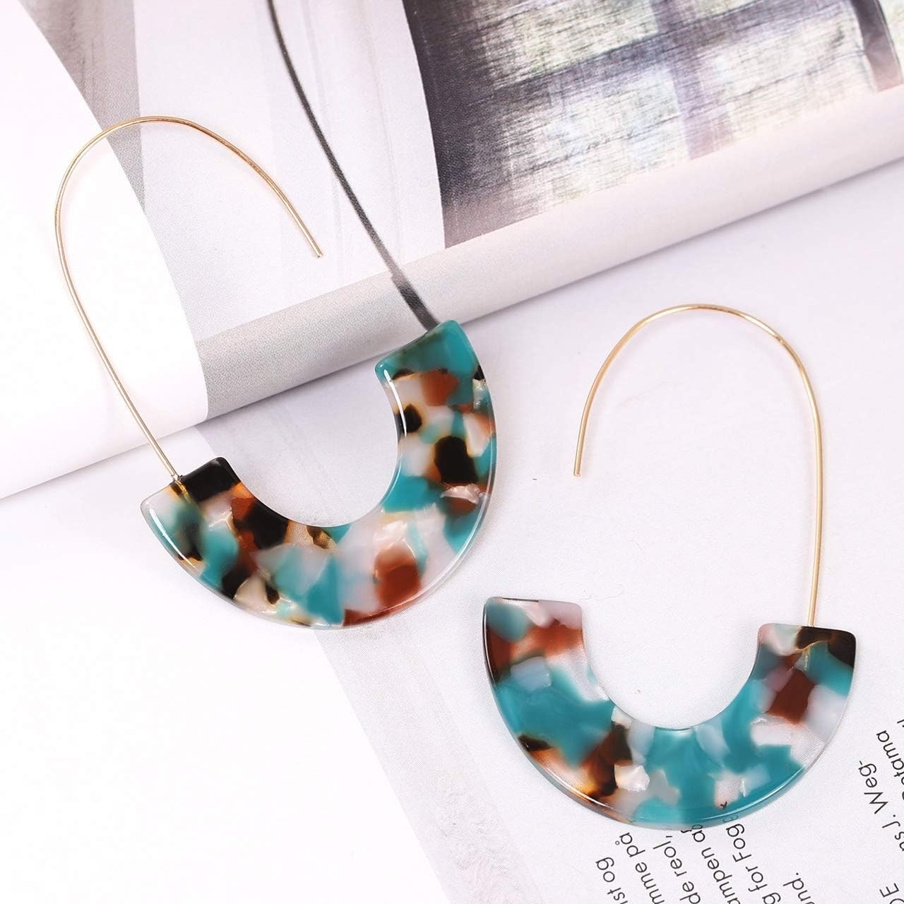 Acrylic Earrings Tortoise Hoop Resin Drop Dangle Jewelry Women
