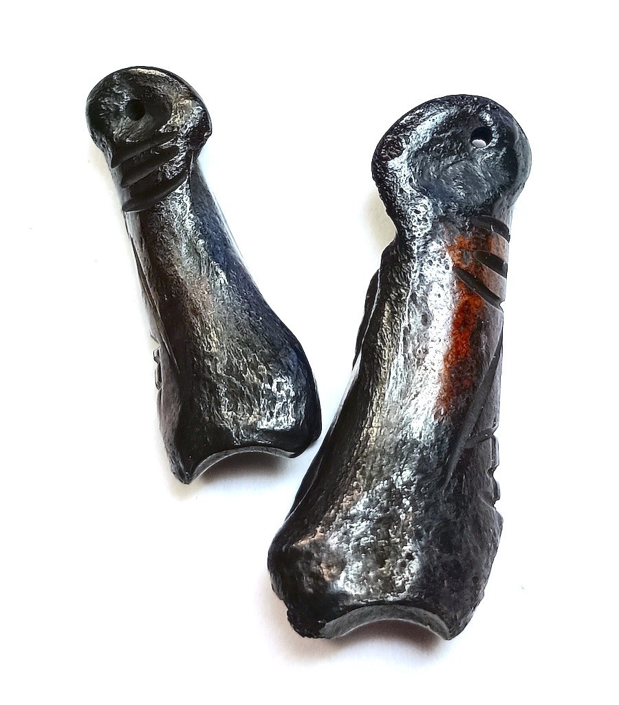 Buffalo Bone Skull Beads, 2 Pcs Asst, Avg 34 mm, Dark Brown, Limited, Gruesome