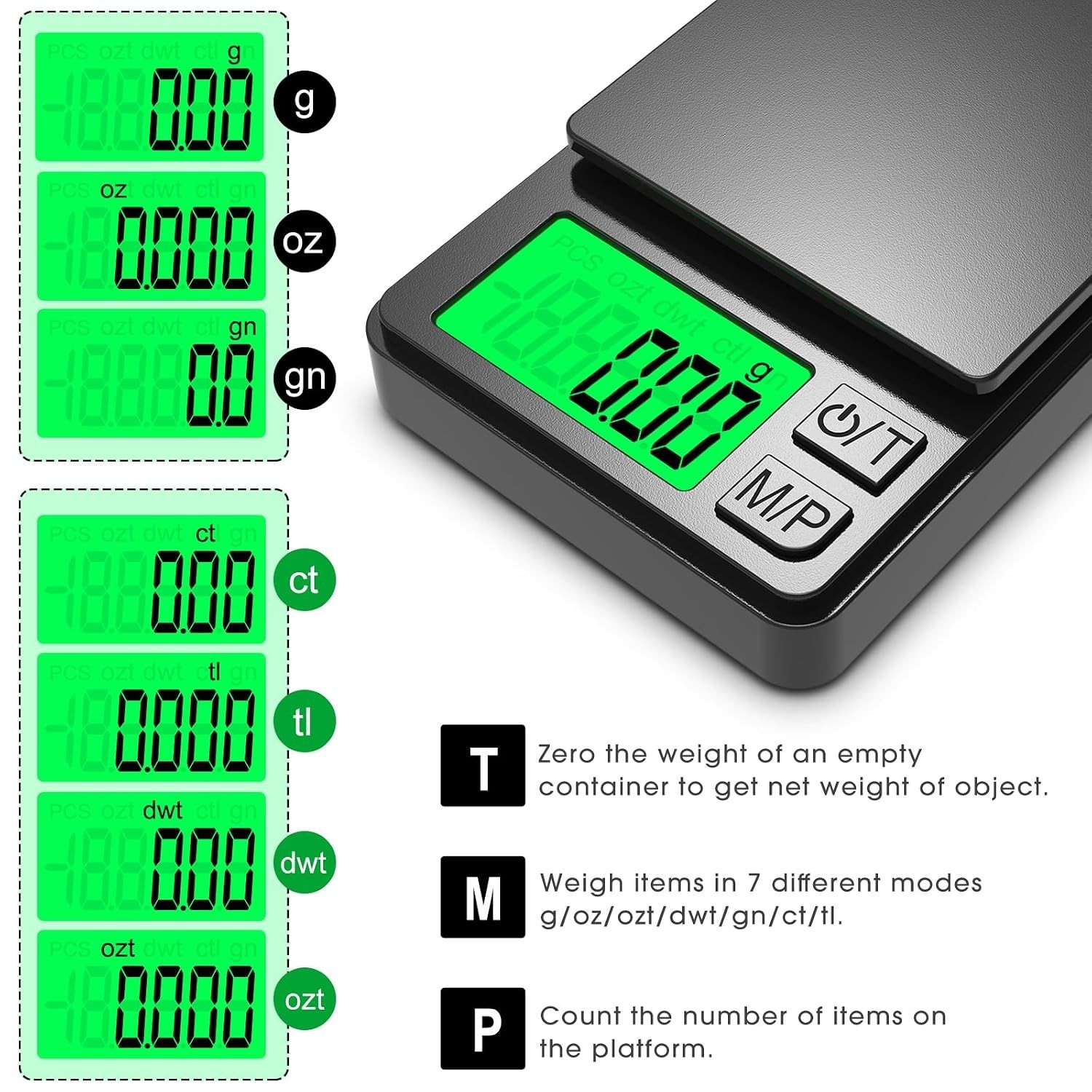 Digital Milligram Scale 50g/.001g Lab Balance Diamond Gold Weighing Pans LCD New