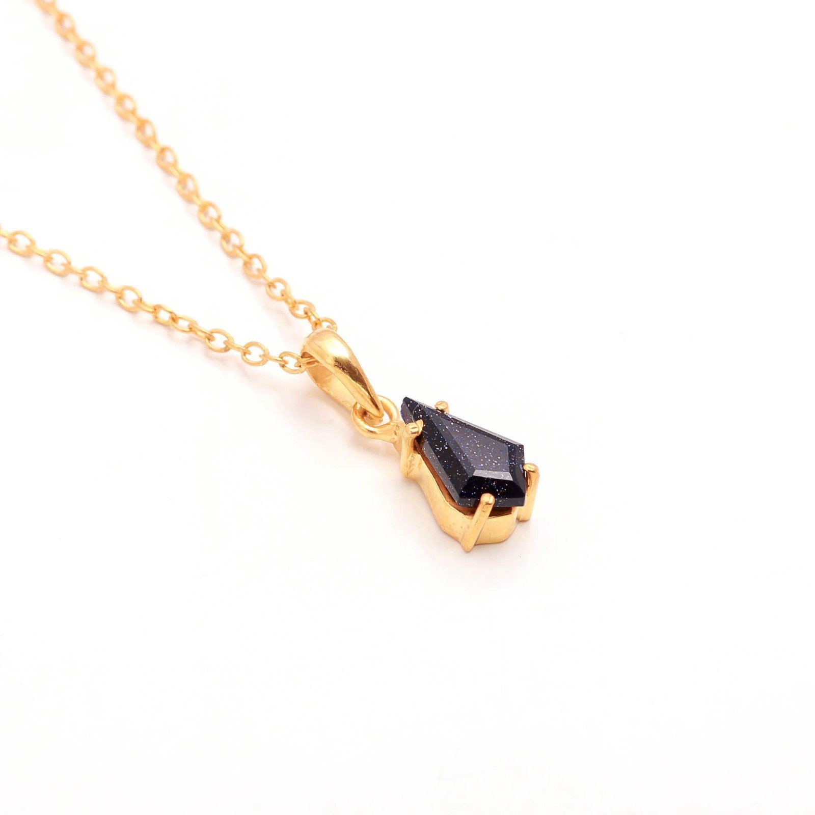 Natural Sandstone Kite Chain Necklace Gold Plated 925 Sterling Silver Jewelry