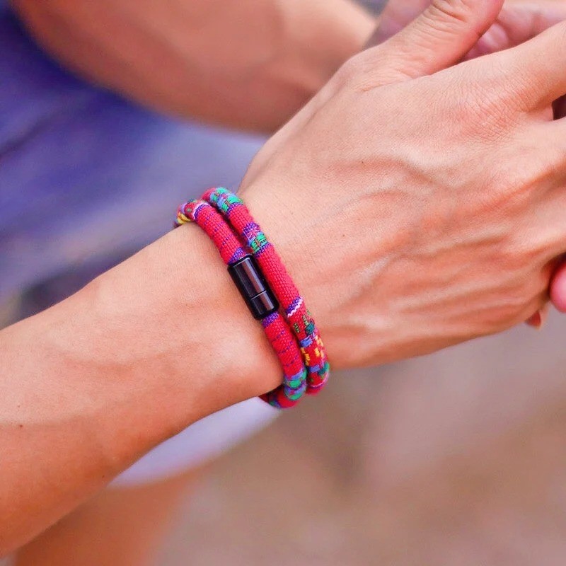 Tactical Bohemian Rope Bracelet Men Strong Magnetic Clasp Adventure Gear