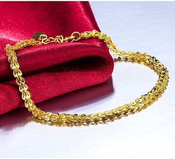Solid 18K Gold Phoenix Tail Chain Bracelet Charm Fine Jewelry AU750