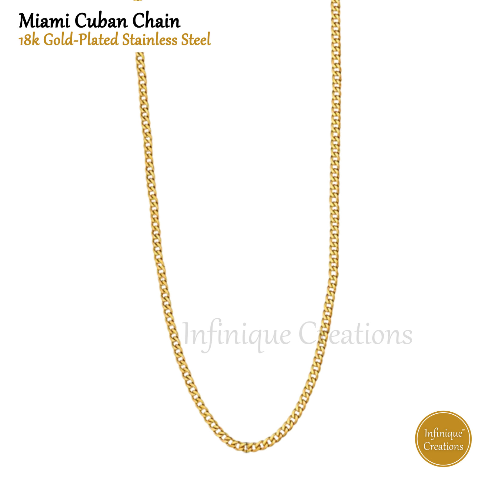 Stainless Steel Miami Cuban Link Chain 18K Gold Plated 7-38″ Bracelet Necklace