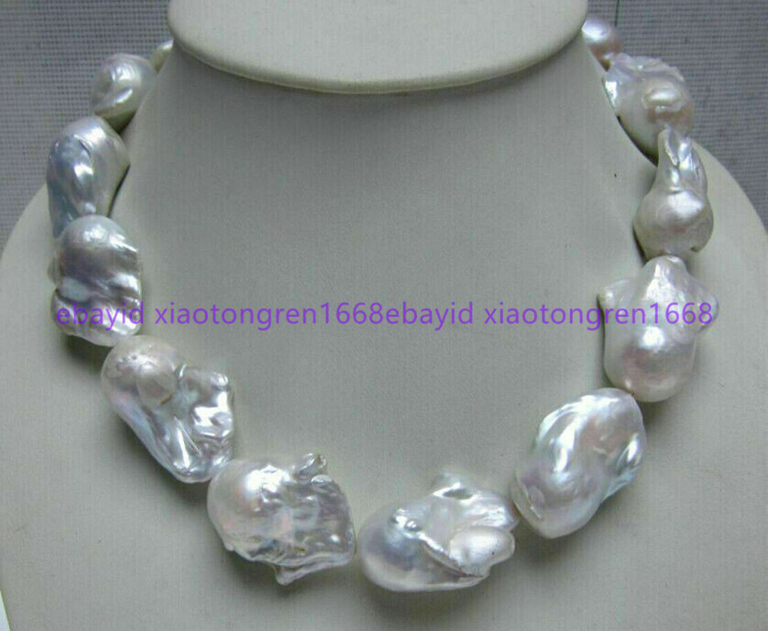 NEW HUGE NATURAL AAA++ SOUTH SEA WHITE BAROQUE PEARL NECKLACE 16-36”