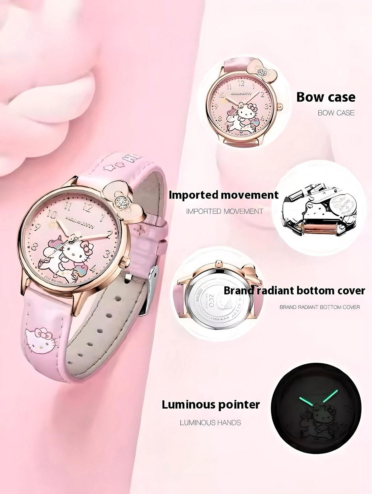 Hello Kitty Kids Waterproof Quartz Watch – White