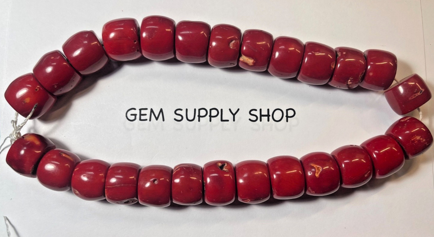 ONE 16″ STRAND RED BAMBOO ENHANCED CORAL HUGE RONDELLES 20X18 MM BELOW WHOLESALE