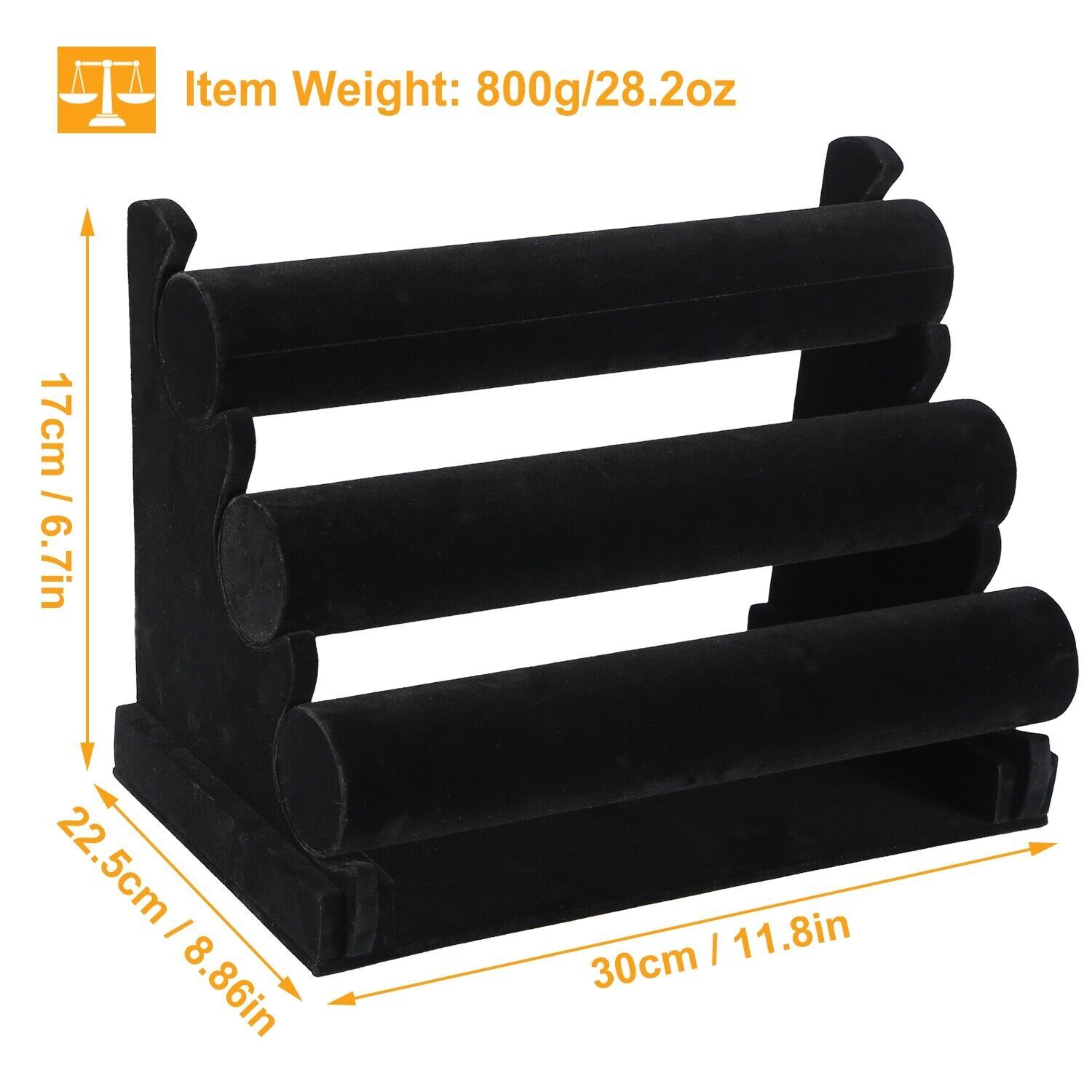 3-Tier Bracelet Display Stand Watch Holder Velvet Jewelry Bangle Rack Organizer