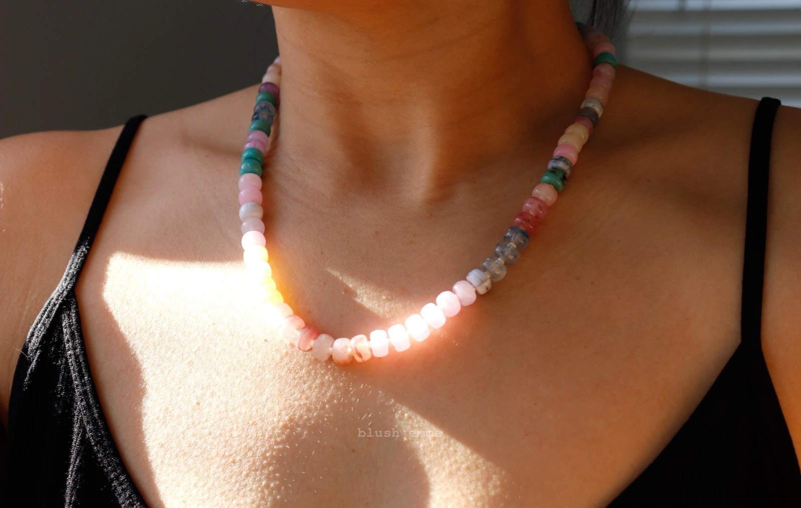 **Neutral Pastels Earth Tone Beaded Necklace Resin Candy Seed Dainty Gift Her**