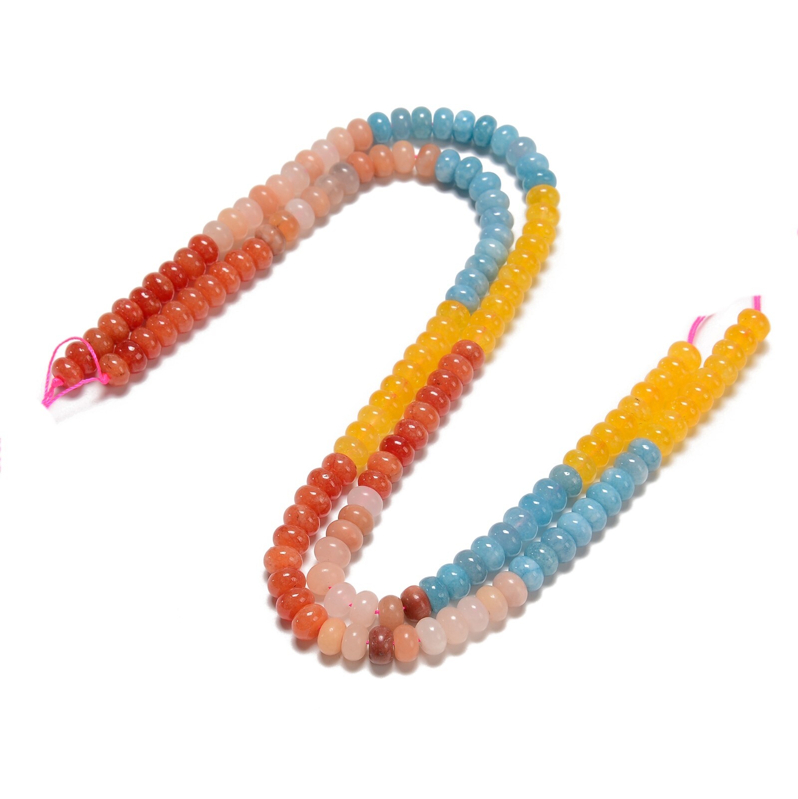Bright Rainbow Color Jade Smooth Rondelle Beads Size 5x8mm 15.5” Strand