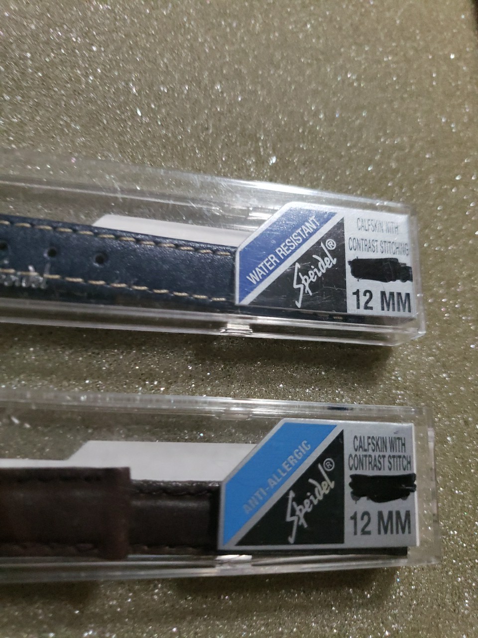 Lot Of 2 Genuine Leather Watch Bands Made By Speidel 12mm Brown And Black LS