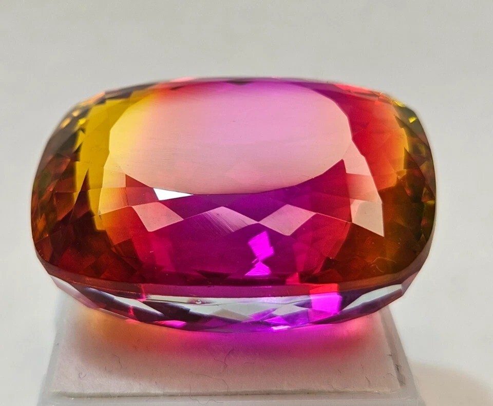 Natural Tourmaline Cushion Cut Bi-Colour 89-90Ct CERTIFIED EGL Loose Gemstone