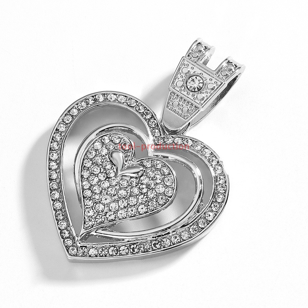 Sparkling Double Layer Heart Zircon Pendant With Free Chain A+++++