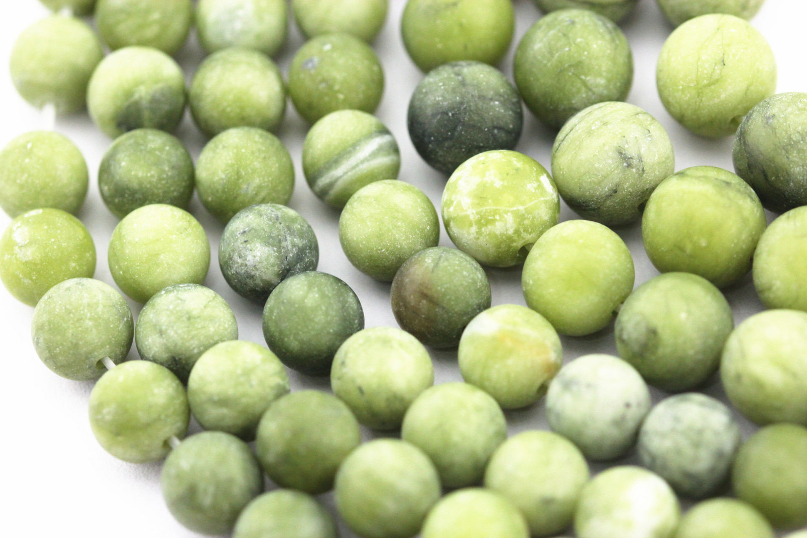 Natural Green Jade Matte Round Beads 4mm 6mm 8mm 10mm 12mm 15.5″ Strand