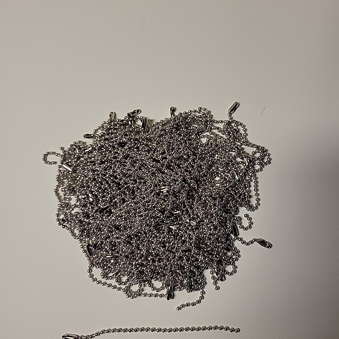 100Pcs 4 Inch Dog Tag Metal Ball Bead Chains Small Silver Keychain Rings