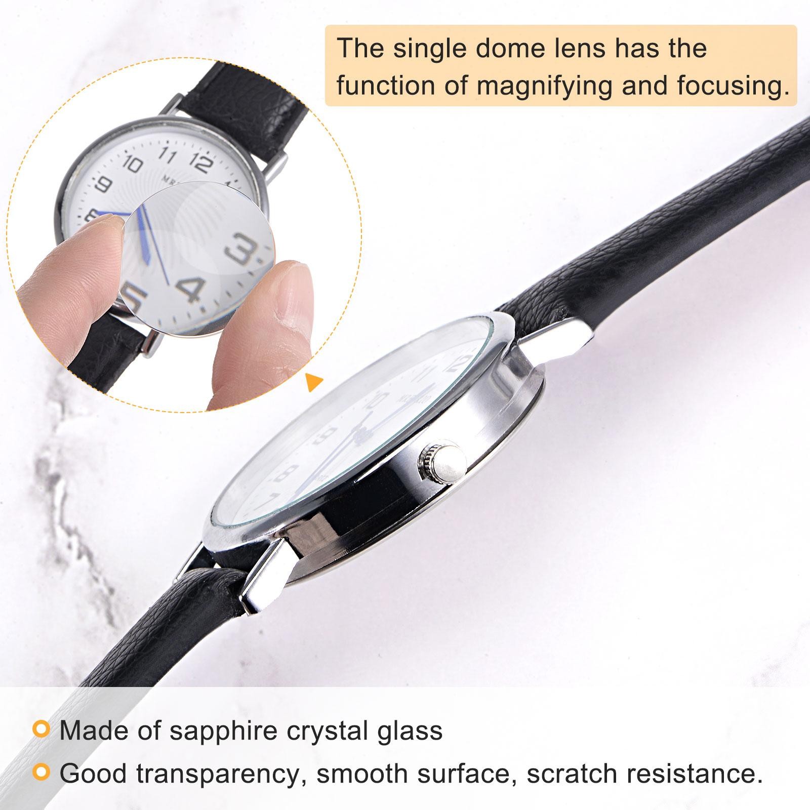 Watch Glass Sapphire Crystal Lens Single Dome 33mm Dia. 1.3mm Thickness Clear