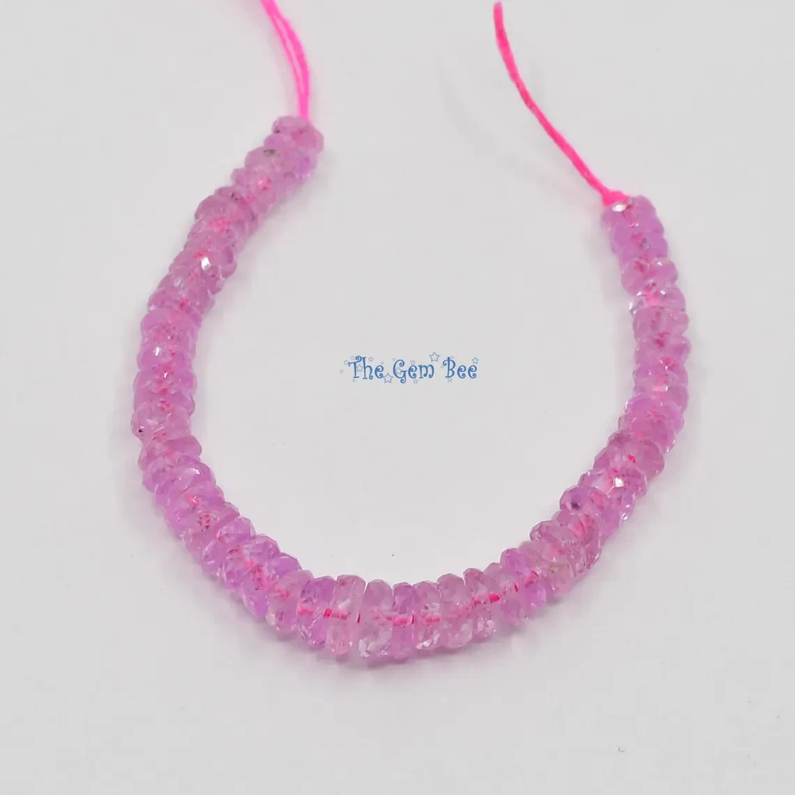 3mm-4.2mm Transparent Natural Cherry Blossom Pink Sapphire Faceted Rondelle 2.5″
