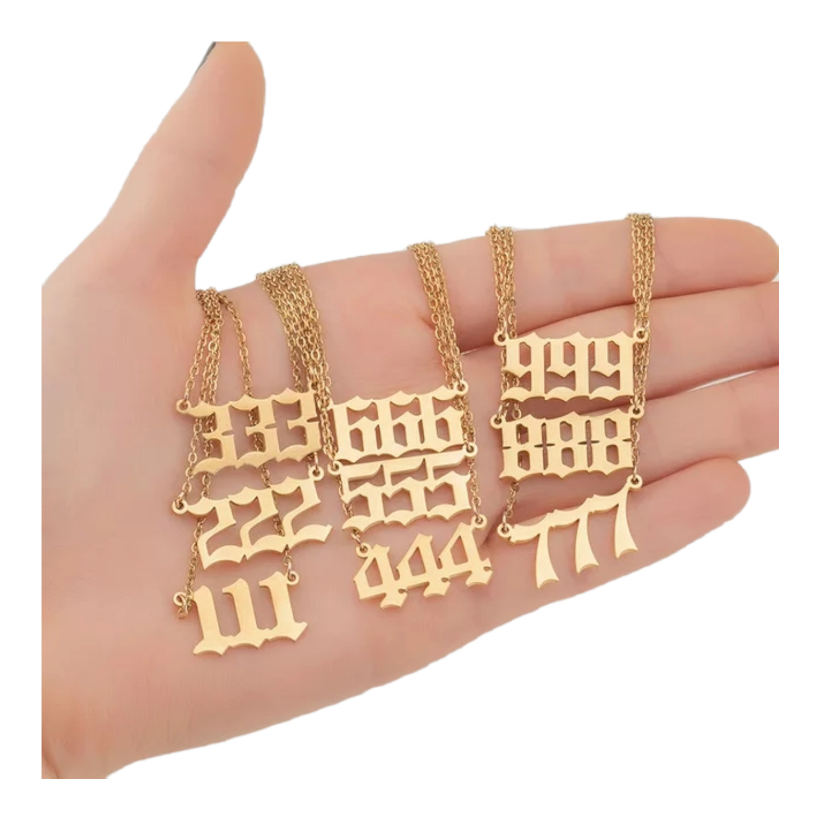 Angel Numbers 111 222 333 444 555 666 777 888 999 Necklaces, Stainless Steel