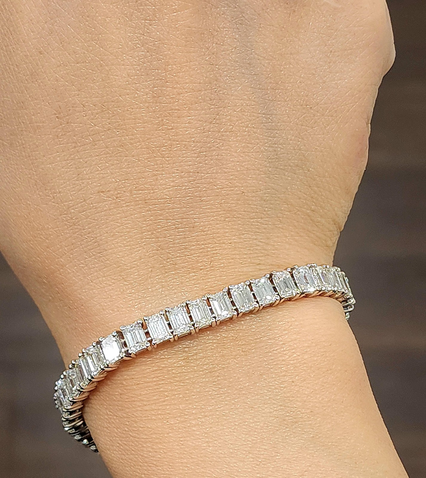 14.44 ct Emerald Cut Diamond Tennis Bracelet