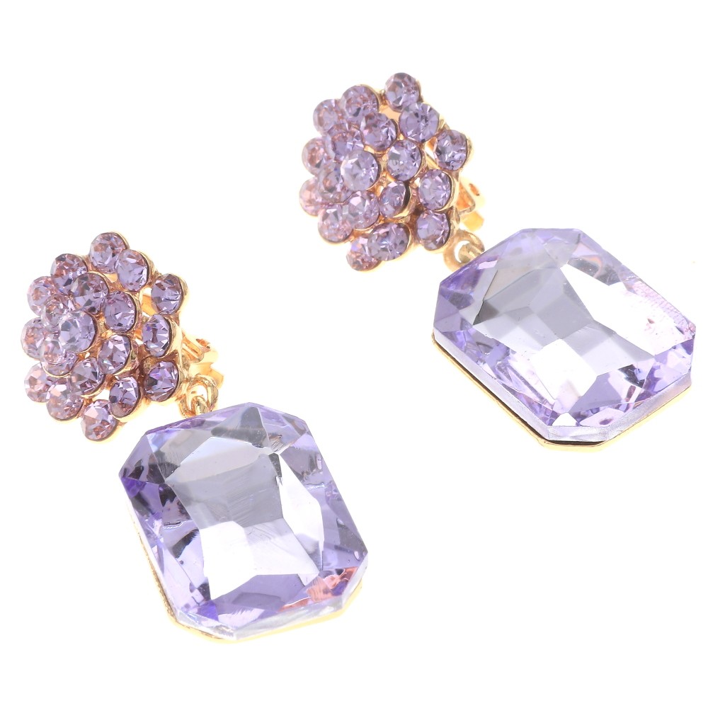 Gold Tone Metal Crystal Rhinestone Clip-On Earrings ER2629-LV