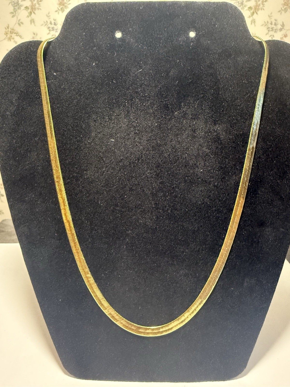 14k Gold filled Herringbone Chain Necklace 18” Lobster Clasp Signed No Stone