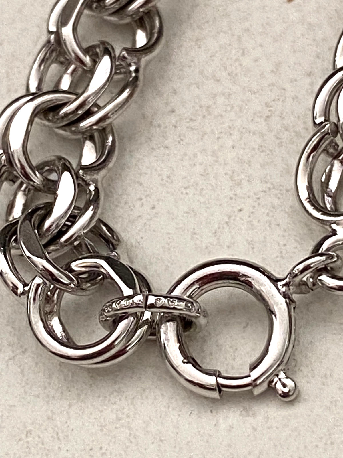 Vintage Fixed Double Link Charm Bracelet Sterling Silver 7.25” unisex