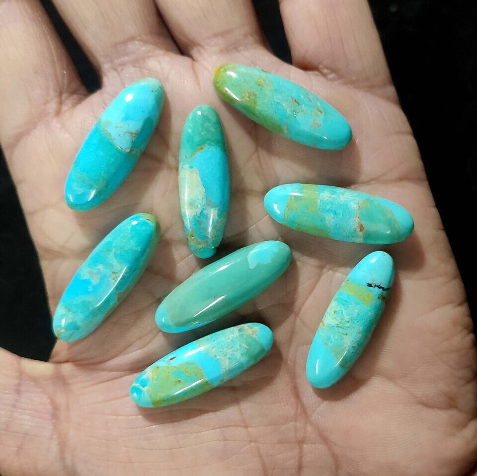 [WHOLESALE] BLUE MOHAVE TURQUOISE CABOCHON LONG OVAL SHAPE LOOSE GEMSTONE