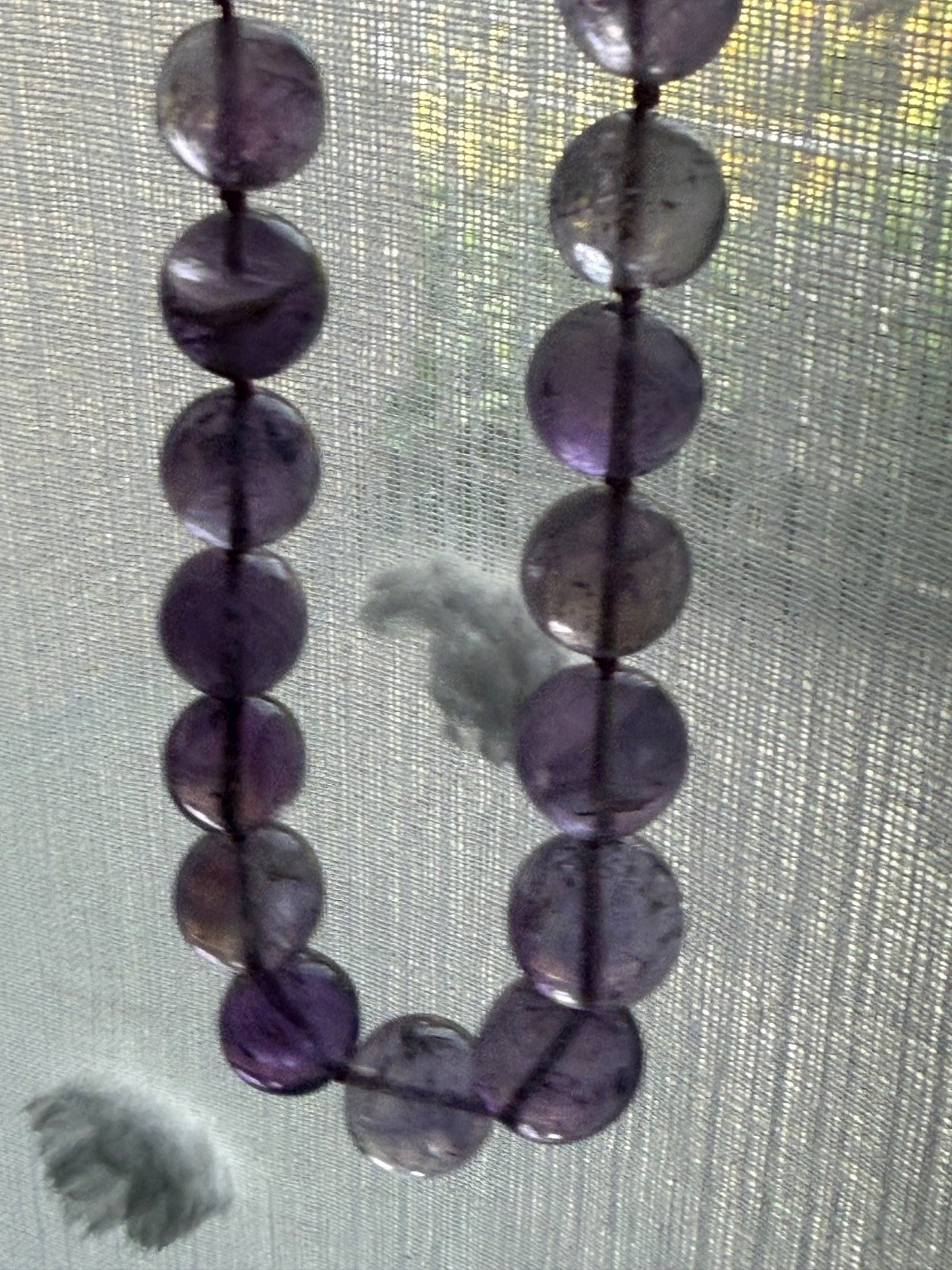 Hand polished amethyst 41 beaded graduated knotted 21.5” necklace
