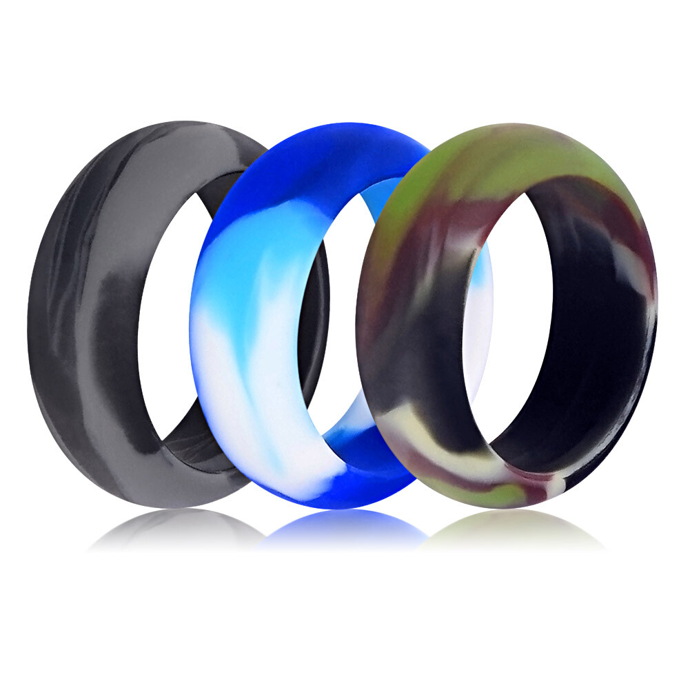 Flexible Silicone Wedding Ring Women Men Engagement Sport Rubber Band Size 4-14