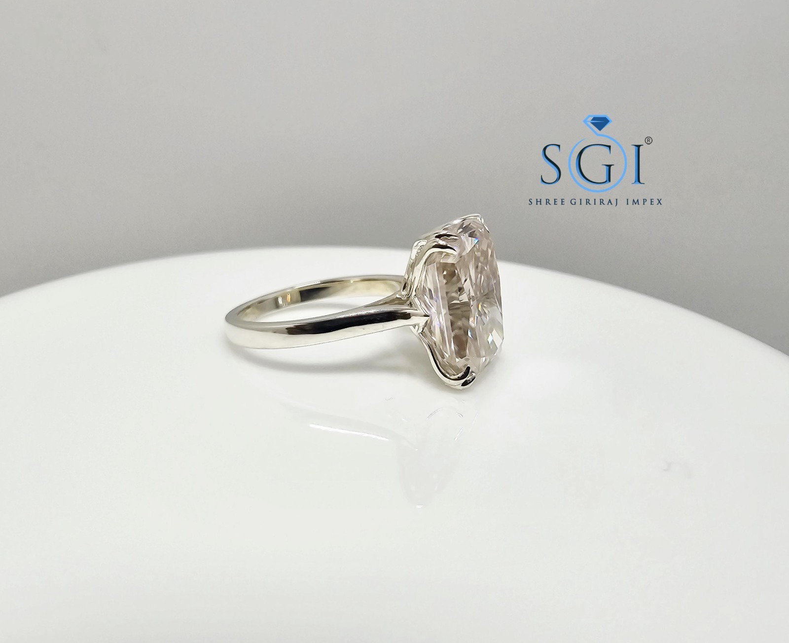 9.75CT Light Pink Radiant Moissanite Ring Sterling Silver Solitaire Jewelry