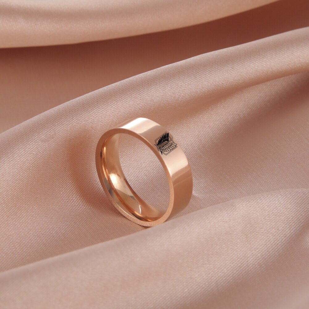 8MM Attack on Titan Black Sliver Stainless Steel Ring Wings of Liberty Flag Ring