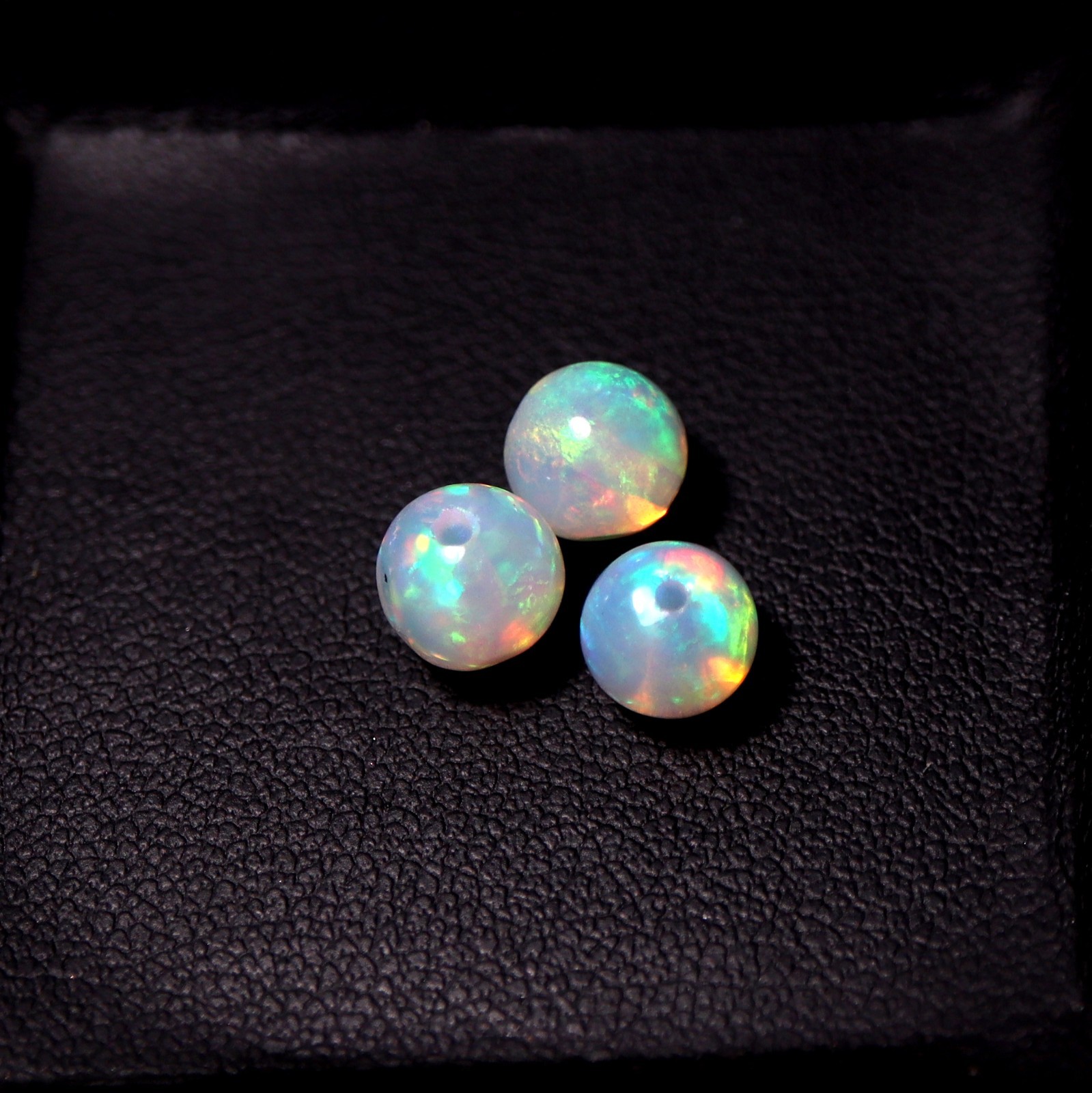 6.5MM Natural AAA Ethiopian Opal Multi Fire Drilled Round Sphere Balls 3 Pcs Lot