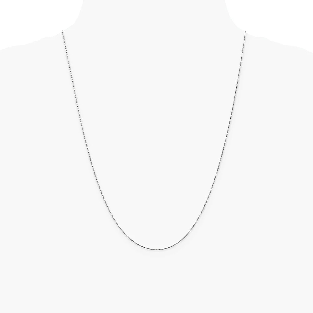 14K White Gold .85mm Diamond-Cut Spiga Chain Necklace 16″-24″