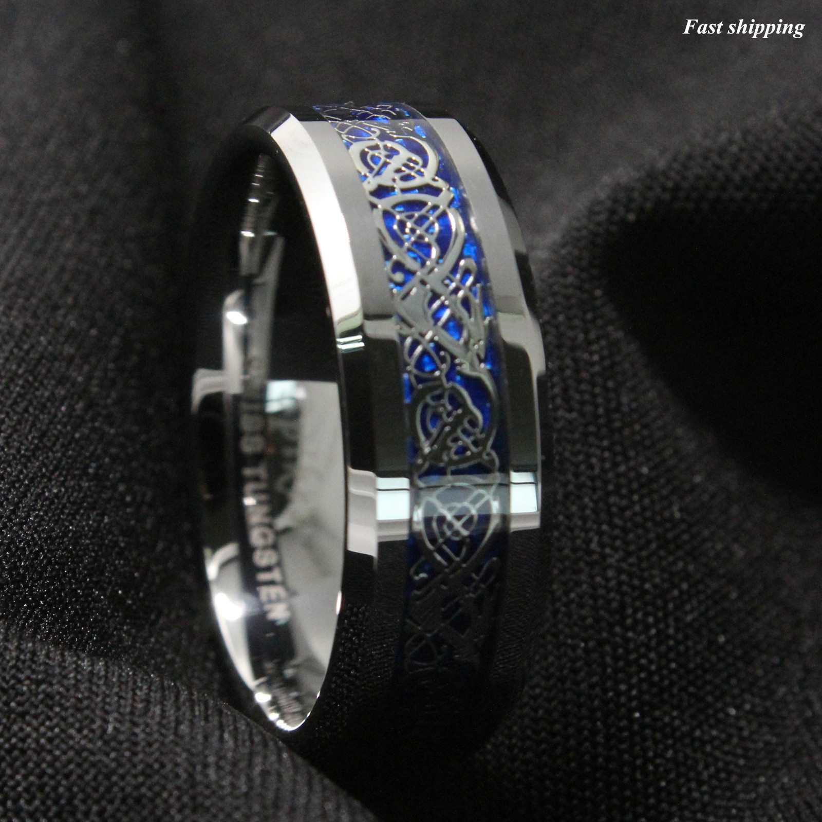 8/6mm Silvering Celtic Dragon Tungsten Carbide Ring Wedding Band ATOP Jewelry