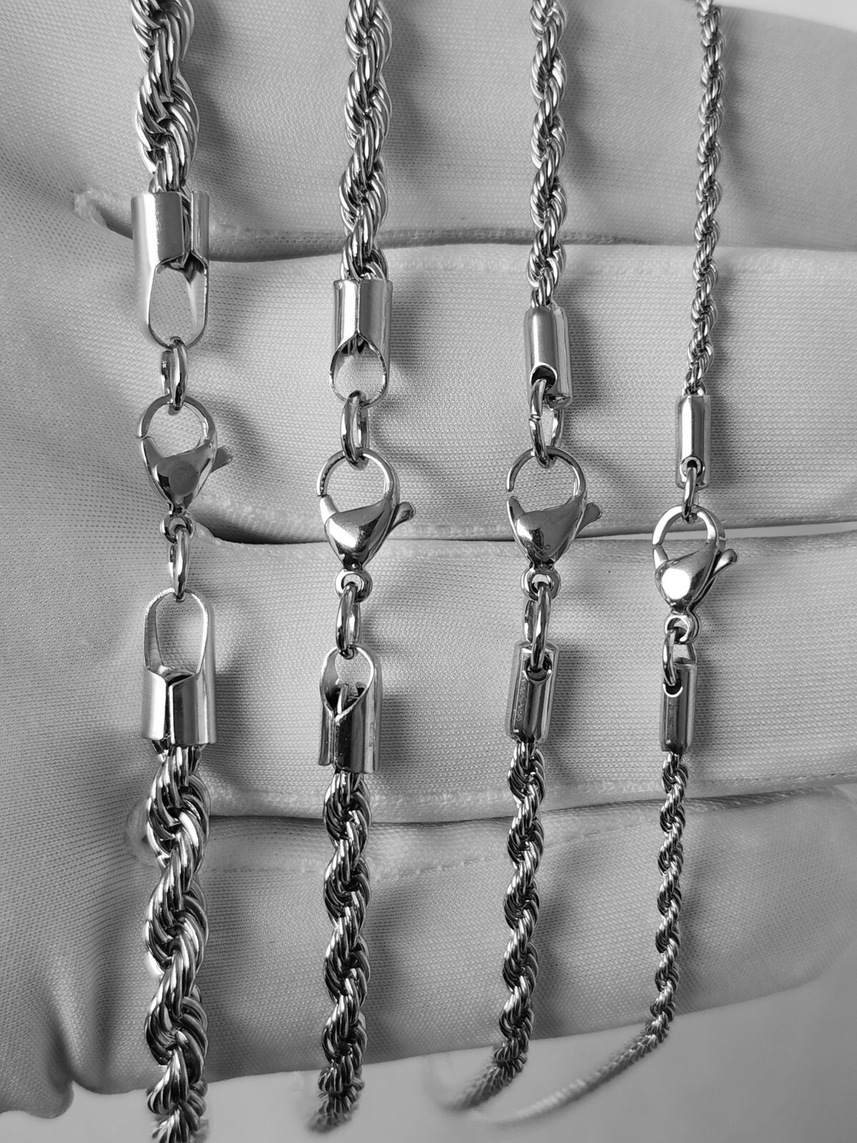Stainless Steel Rope Chain 2, 3, 4, 5mm Hip Hop Jewelry Unisex, Men, Women