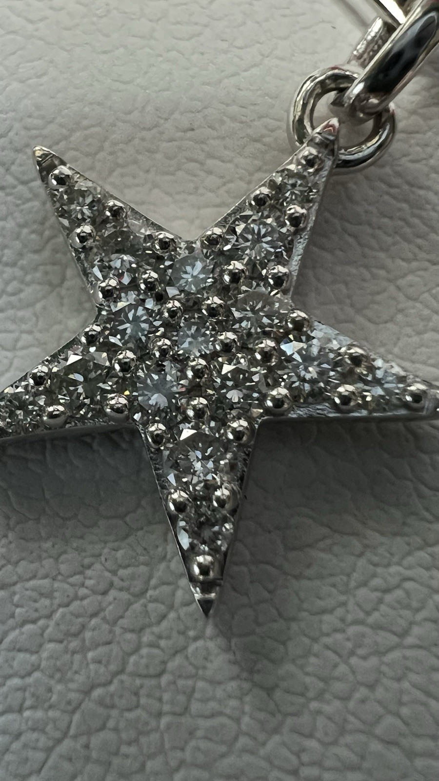 White Gold Over 925 silver 0.30 CTW Diamond Pavé Star Pendant Paperclip Necklace