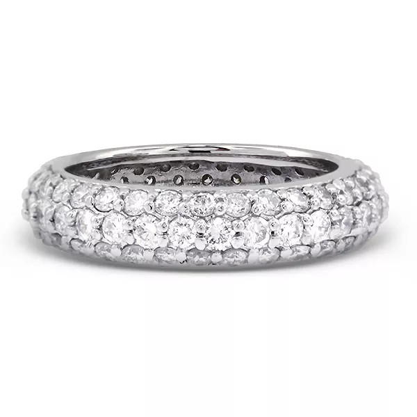 Eternity Wedding Ring Classic Solid 14K Gold 1.35 CT Round Natural Diamond F VS2