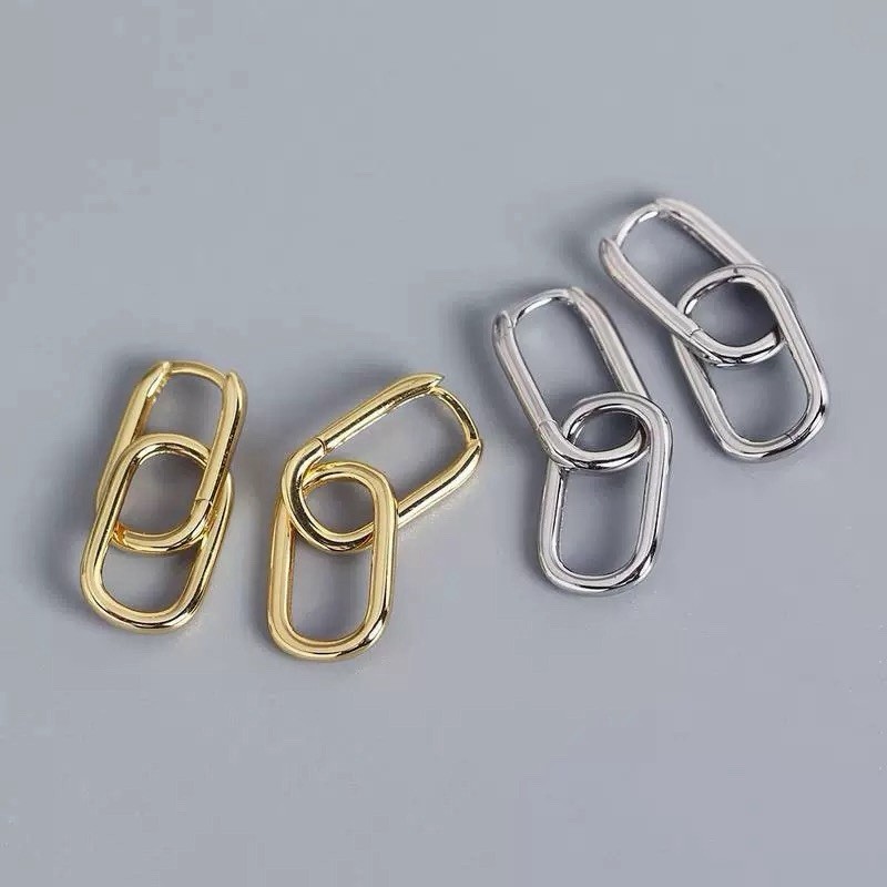 Paperclip Link Chain Earrings 925 Sterling Silver Convertible Link Earrings 077