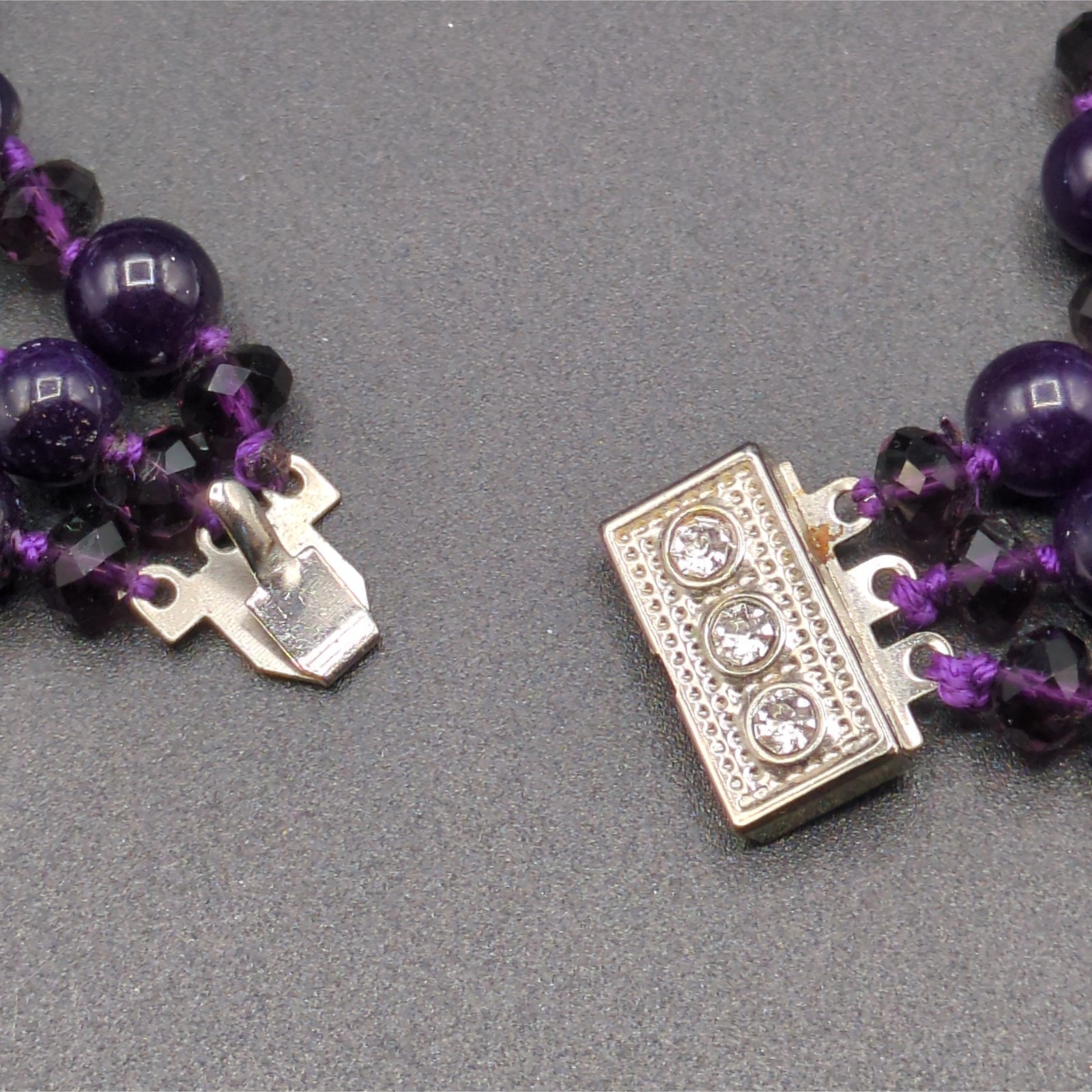 Necklace Multistrand Turquoise? Purple Stone? Beaded Nugget Round Faceted Cute