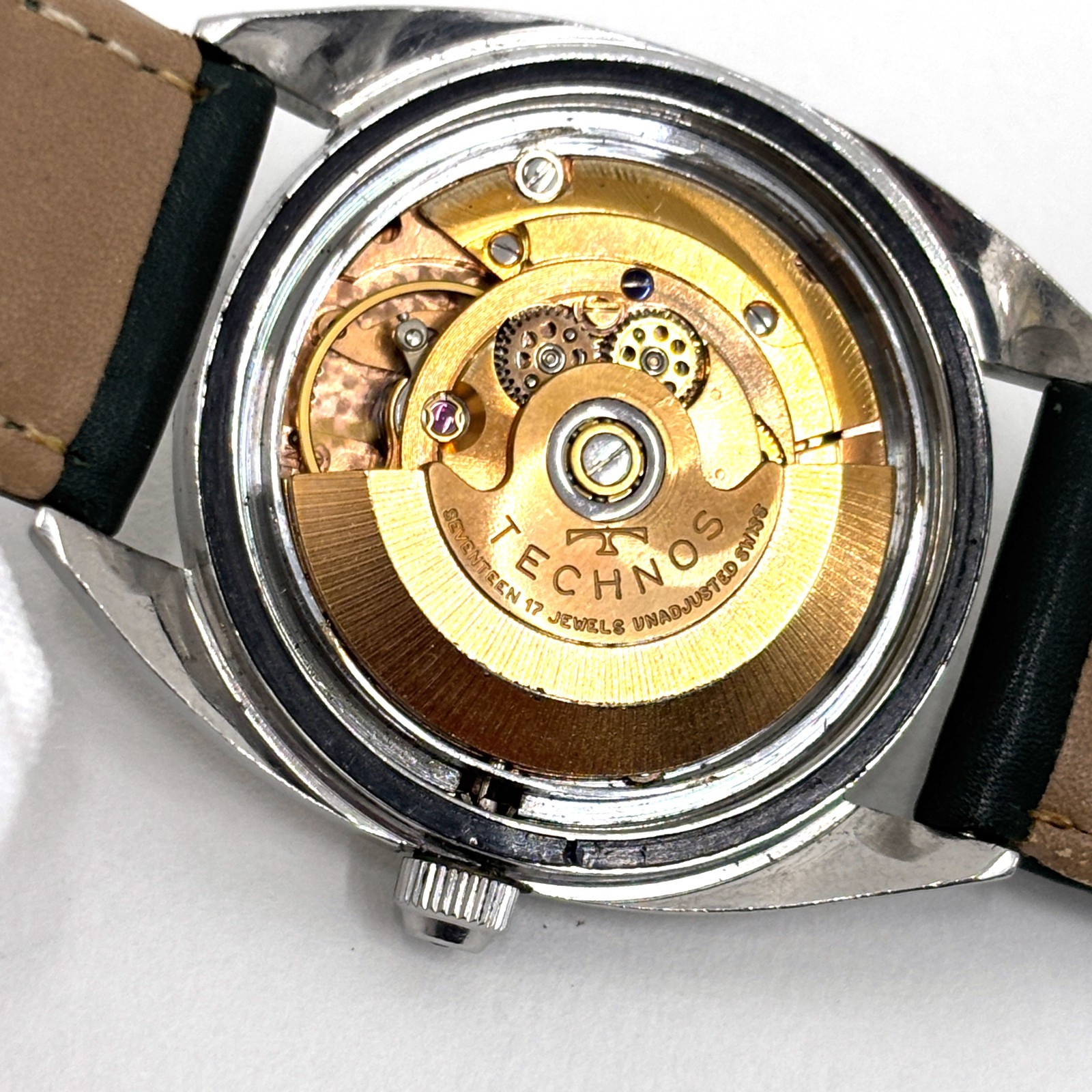 Vintage 1970s Technos Sky Light Automatic 35mm Day Date Swiss ETA 2638 Running
