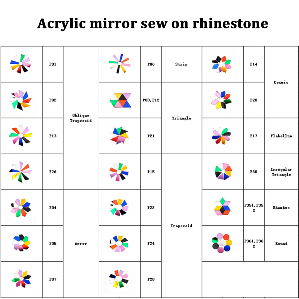 New 25 Style Mixable Shapes Golden mirror sew on rhinestones 30pcs acrylic Stone