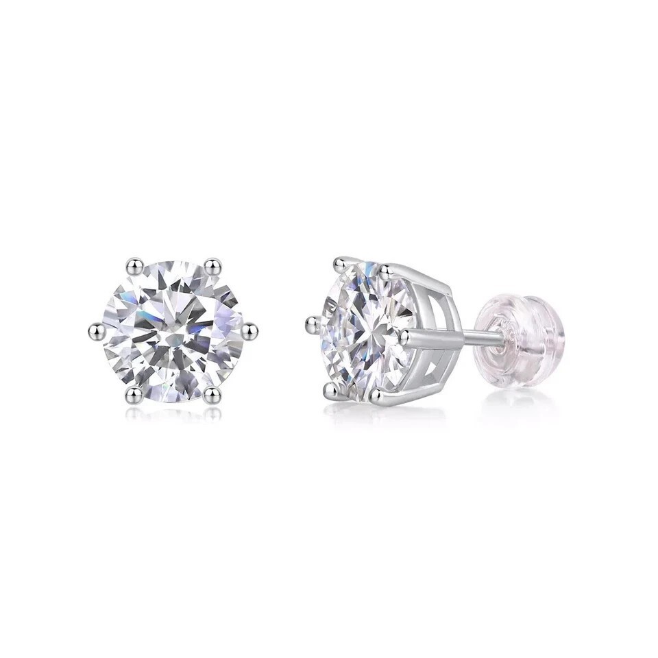 Customize: 6 Prong Set 0.8Ct Round Natural Diamond Stud Earrings 14k Yellow Gold