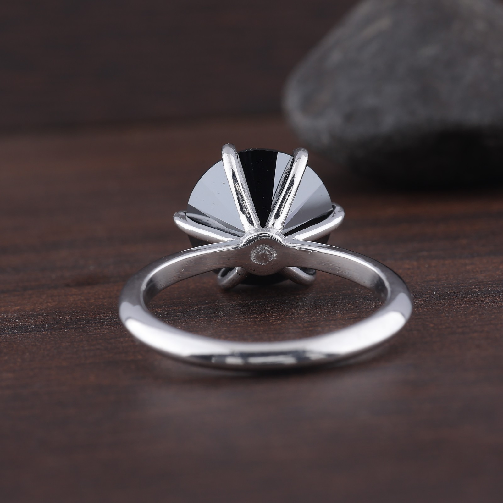 2 Ct Black Treated Diamond Ring 925 Silver 14K White Gold Over | 6 Prong Setting
