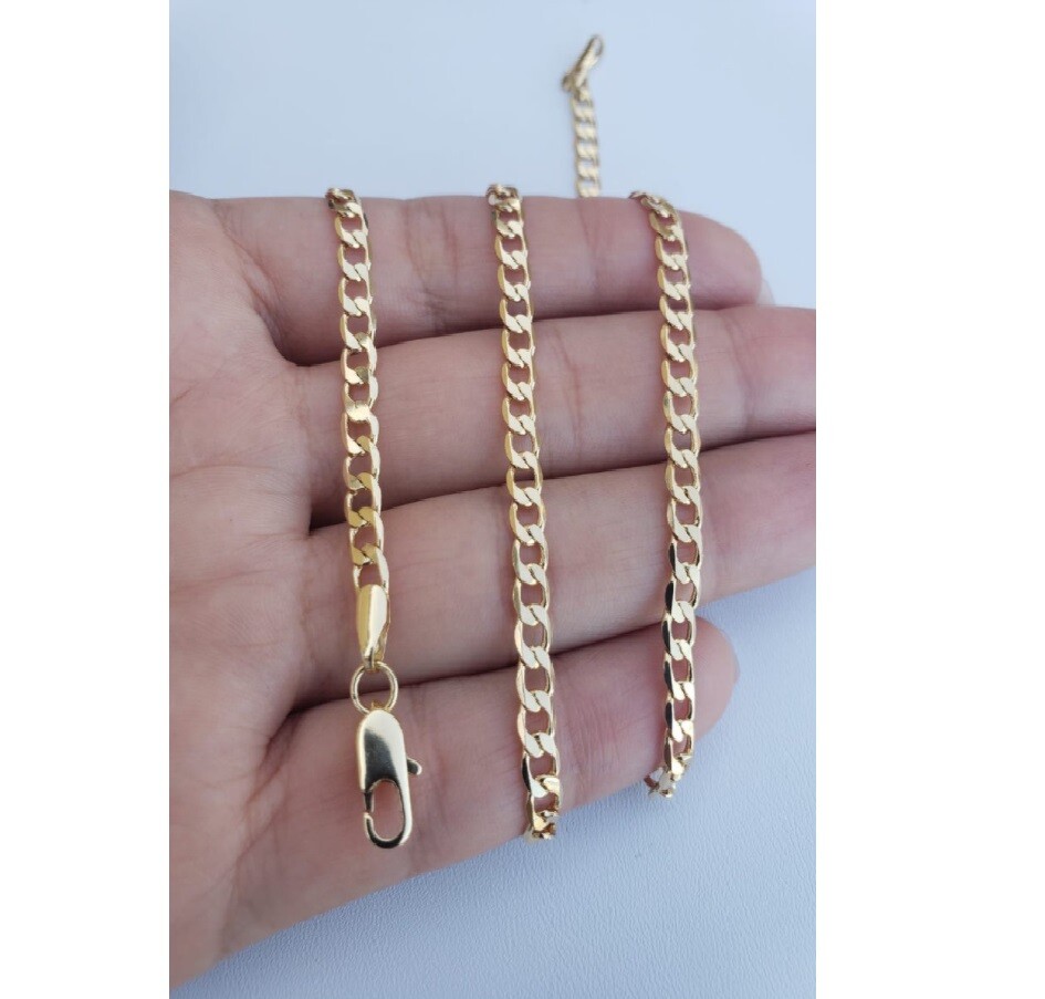 18K Yellow Gold Filled Tarnish-FREE Italian Cuban Curb Link Chain Necklace A819G