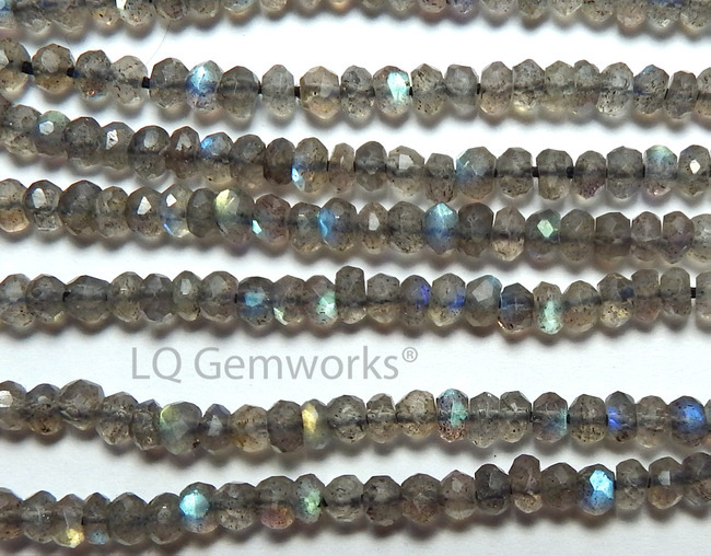 13″ LABRADORITE 3.5mm Micro-Faceted Rondelle Beads AAA /L1