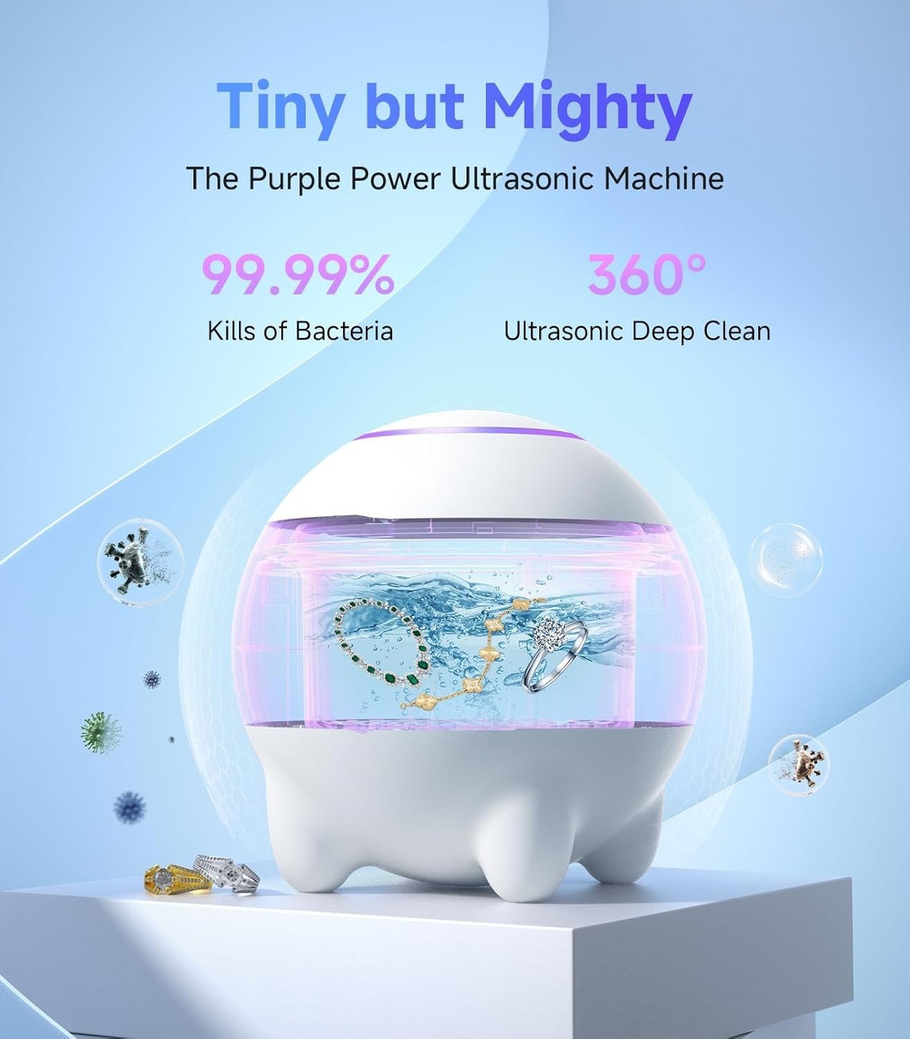 Ultrasonic Jewelry Cleaner Machine, 45KHz Retainer Cleaner Ultrasonic Profession