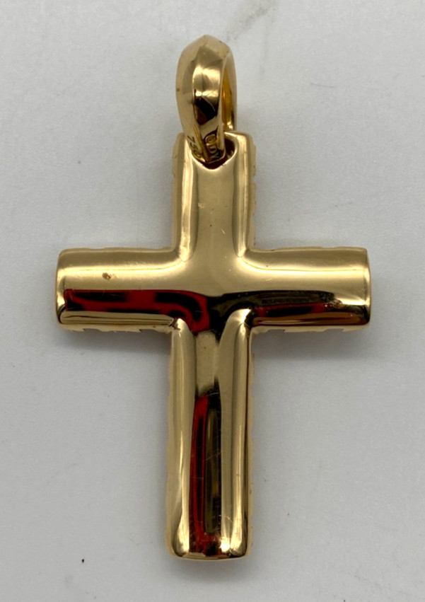 David Yurman 18K Yellow Gold Chevron Cross Enhancer Diamonds Pendant 36 x 27mm