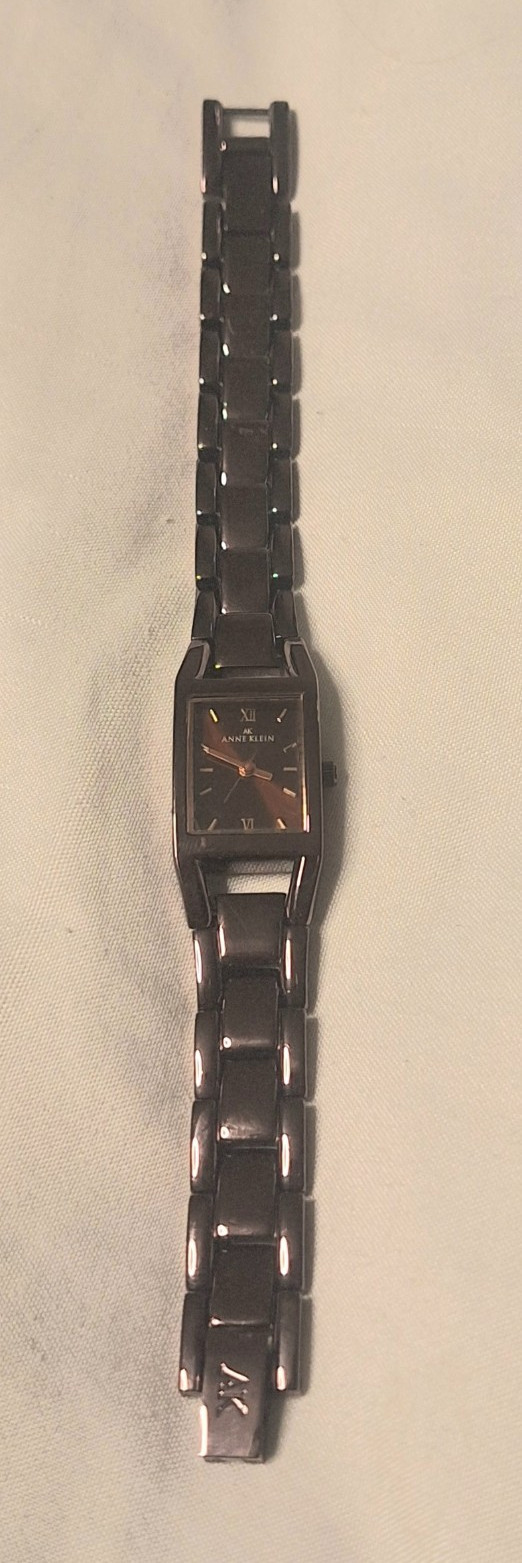 VTG Anne Klein Women’s Rectangular Brown Quartz Analog Metal Bracelet Watch 30m